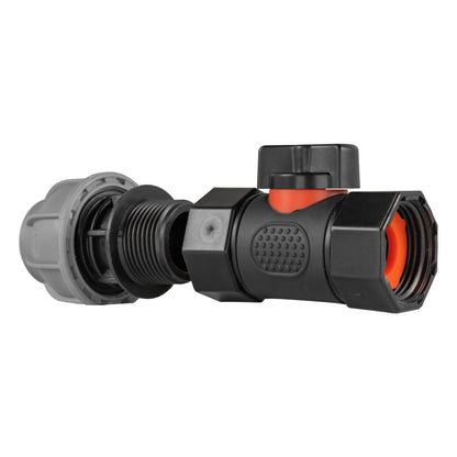 20mm MDPE Straight Connector with In-Line BSPF Threaded Valve