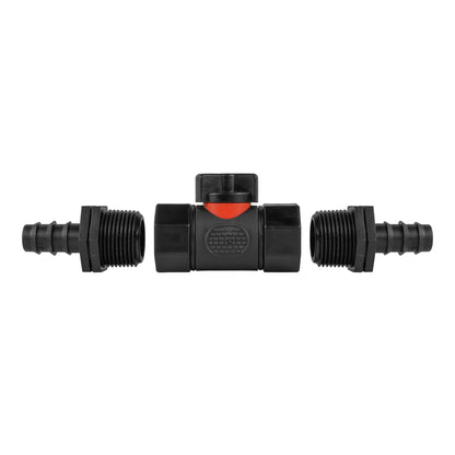 In-Line BSP Female Valve with Dual 16mm Barbed Pipe Joiners