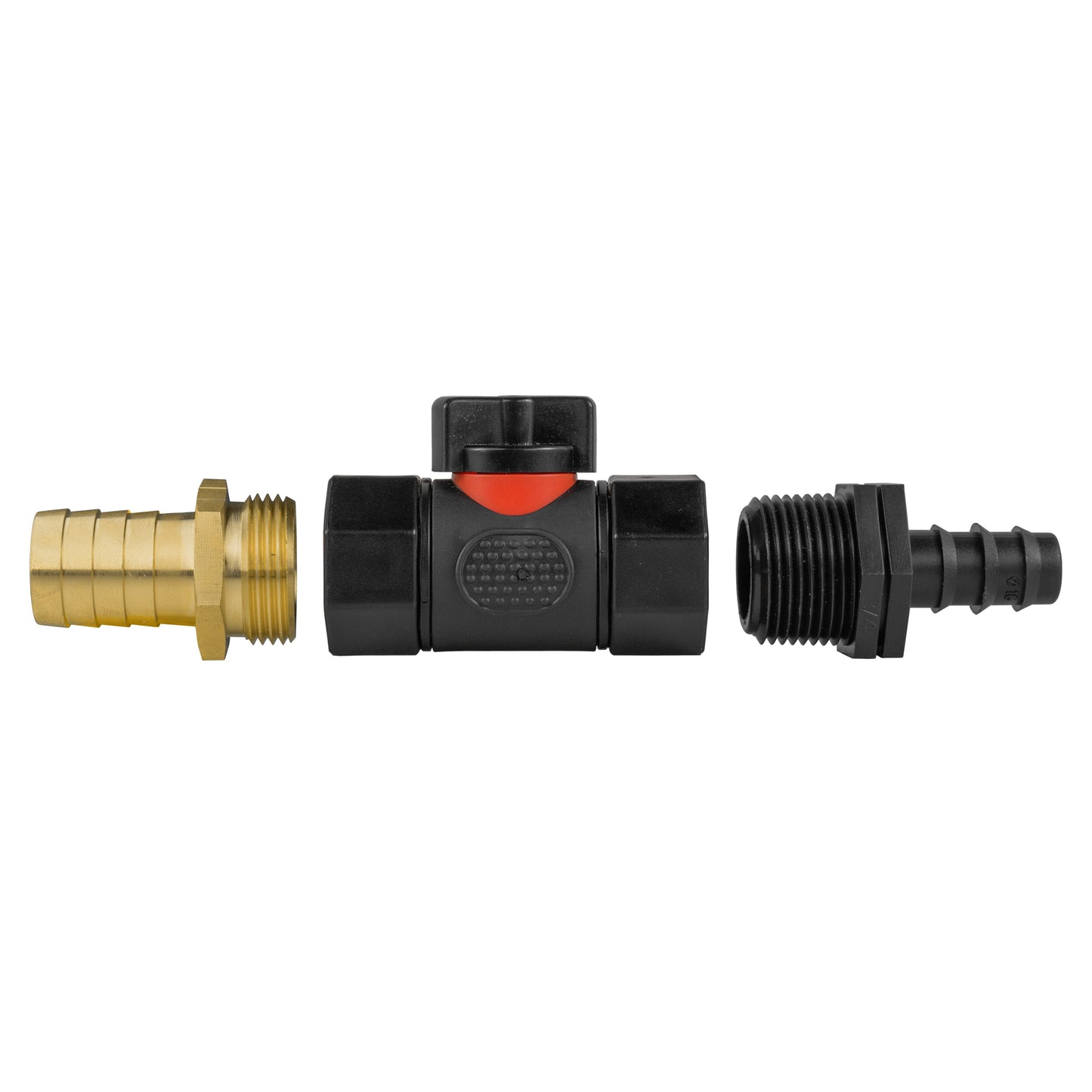 16mm Straight Barbed Connector with Inline BSP Female Valve and 19mm Brass Barb