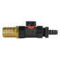 16mm Barbed Joiner with Integrated BSPF Valve and 25mm Brass Hose Connector