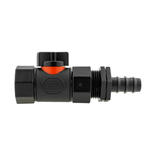 16mm Straight Hose Joiner with Integrated BSPF Valve