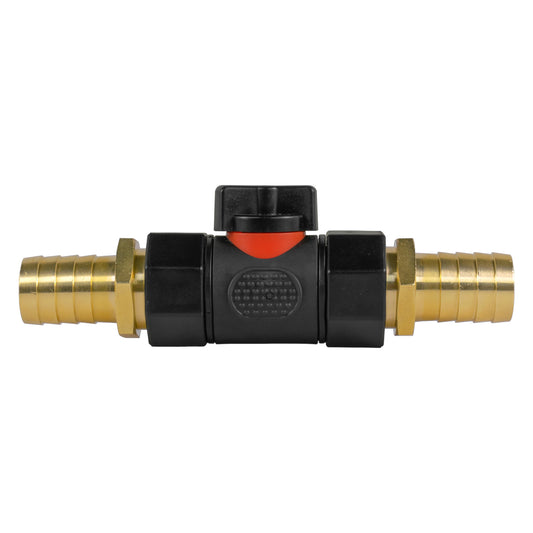 Inline BSPF Threaded Valve with 2 x 19mm Brass Hose Connectors