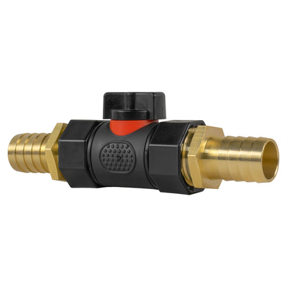Inline BSPF Threaded Valve with 2 x 19mm Brass Hose Connectors