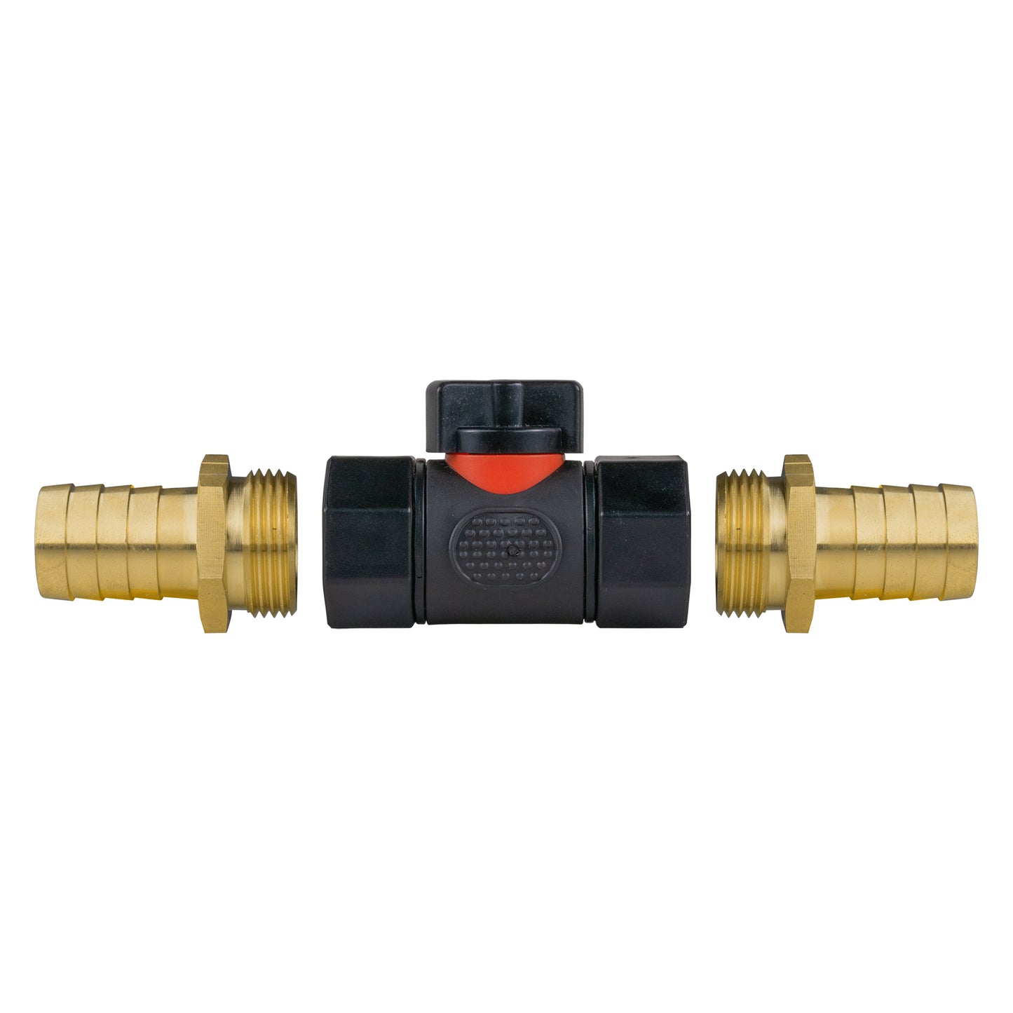 Inline BSPF Threaded Valve with 2 x 19mm Brass Hose Connectors