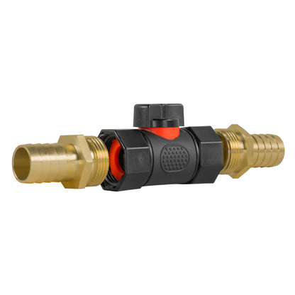 Inline BSPF Threaded Valve with 2 x 19mm Brass Hose Connectors