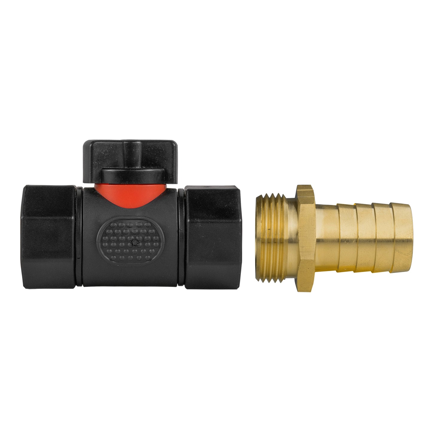19mm Brass Hose Tail with In-Line BSP Female Threaded Valve