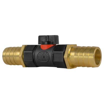 In-Line BSPF Valve with Two 25mm Brass Hose Barb Fittings