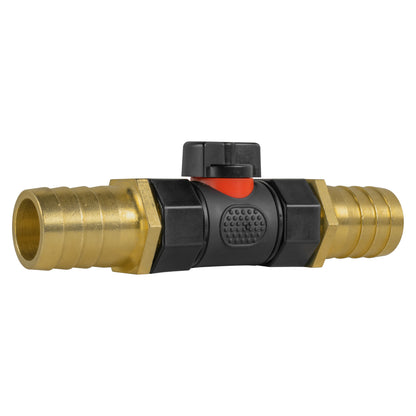 In-Line BSPF Valve with Two 25mm Brass Hose Barb Fittings
