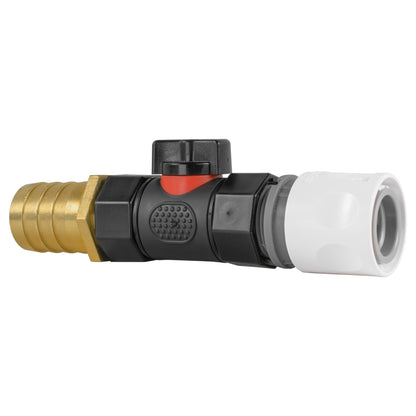 25mm Brass Barb Fitting with In-Line BSPF Valve and Hose Connector WL