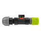 Lime Hose Connector with BSPF In-Line Valve and 20mm MDPE Straight Coupling