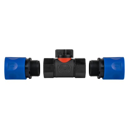 In-Line ¾" BSPF Valve with Two Blue Hose Connectors