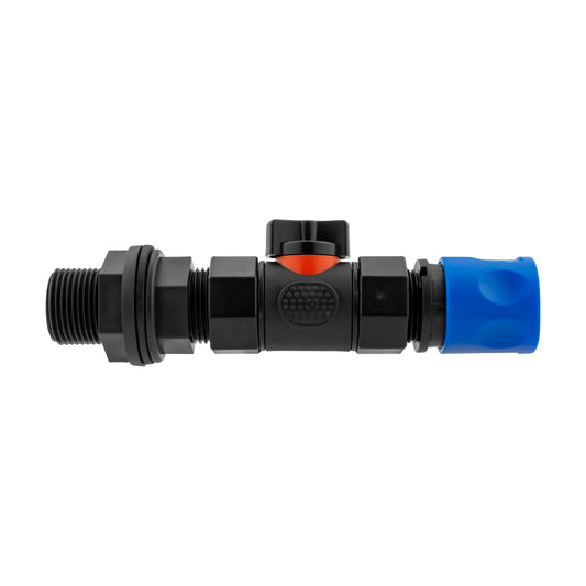 Blue Hose Connector with BSPF In-Line Valve and Water Butt Fitting