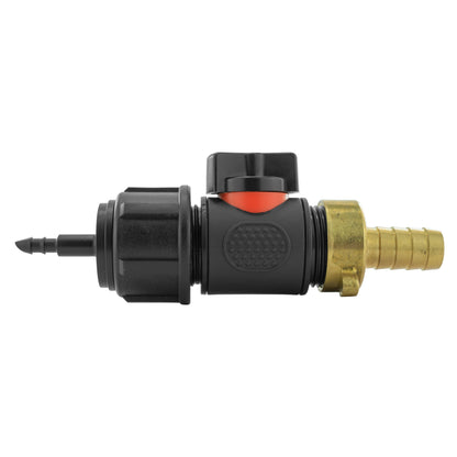 4mm Micro Barb Connector with In-Line BSP Male Valve and 13mm Brass Hose Tail
