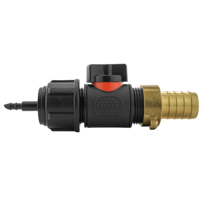 4mm Micro Barb Connector with In-Line BSP Male Valve and 19mm Brass Hose Tail