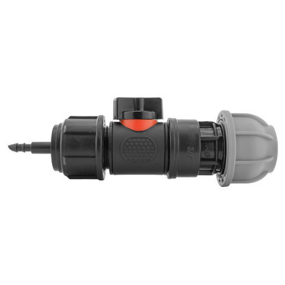 4mm Micro Barb Connector with Integrated BSPM Valve and 20mm MDPE Straight Fitting
