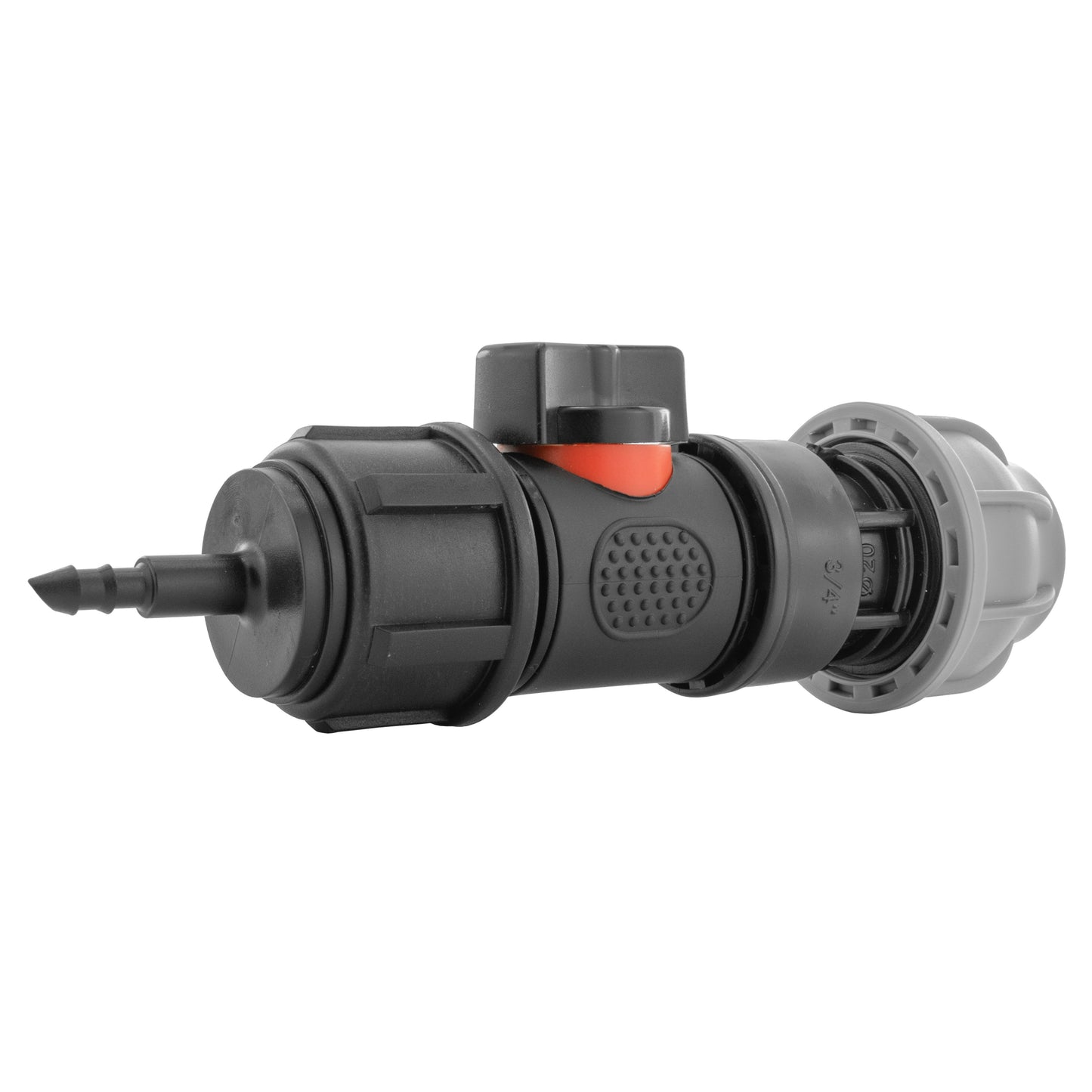 4mm Micro Barb Connector with Integrated BSPM Valve and 20mm MDPE Straight Fitting