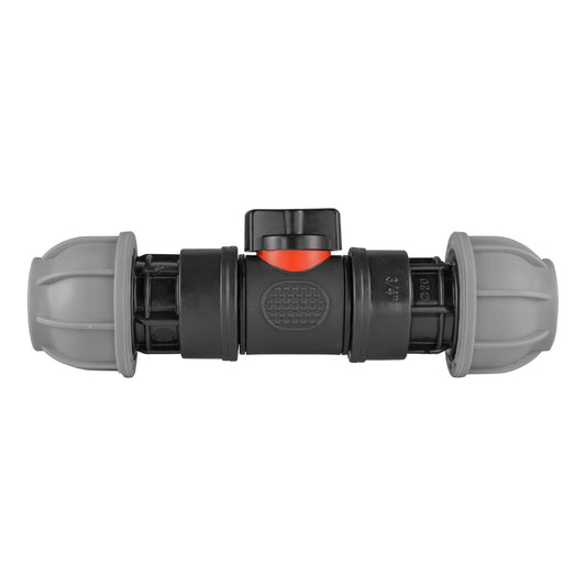 BSPM In-Line Valve with Dual 20mm MDPE Straight Fittings