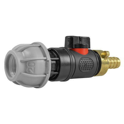 20mm MDPE Connector Set with In-Line BSPM Valve and 13mm Brass Hose Barb