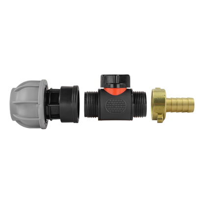 20mm MDPE Connector Set with In-Line BSPM Valve and 13mm Brass Hose Barb