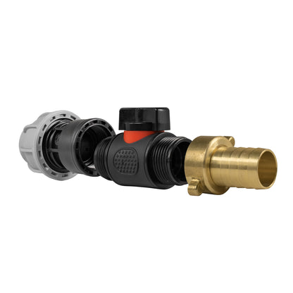 20mm MDPE Connector Set with In-Line BSPM Valve and 19mm Brass Hose Barb