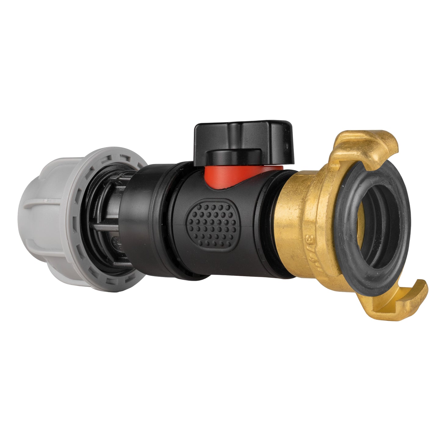 20mm MDPE Connector with In-Line BSPM Valve and Geka-Style Coupling