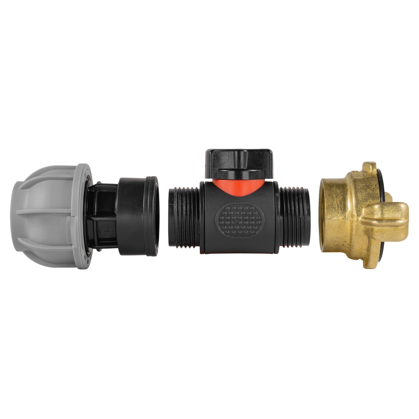 20mm MDPE Connector with In-Line BSPM Valve and Geka-Style Coupling