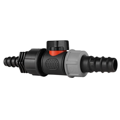 16mm and 20mm Barbed Straight Connectors with In-Line BSPM Valve