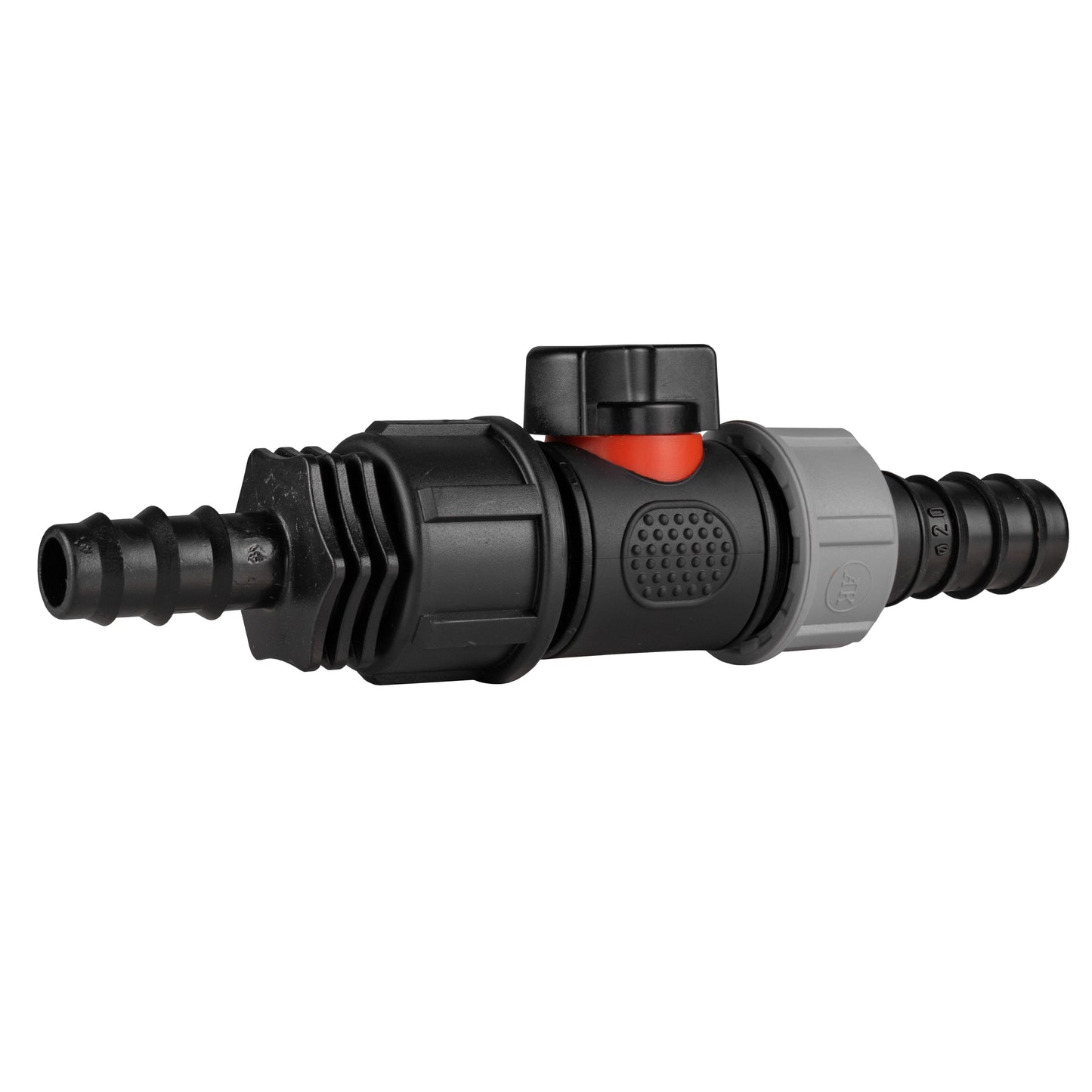 16mm and 20mm Barbed Straight Connectors with In-Line BSPM Valve