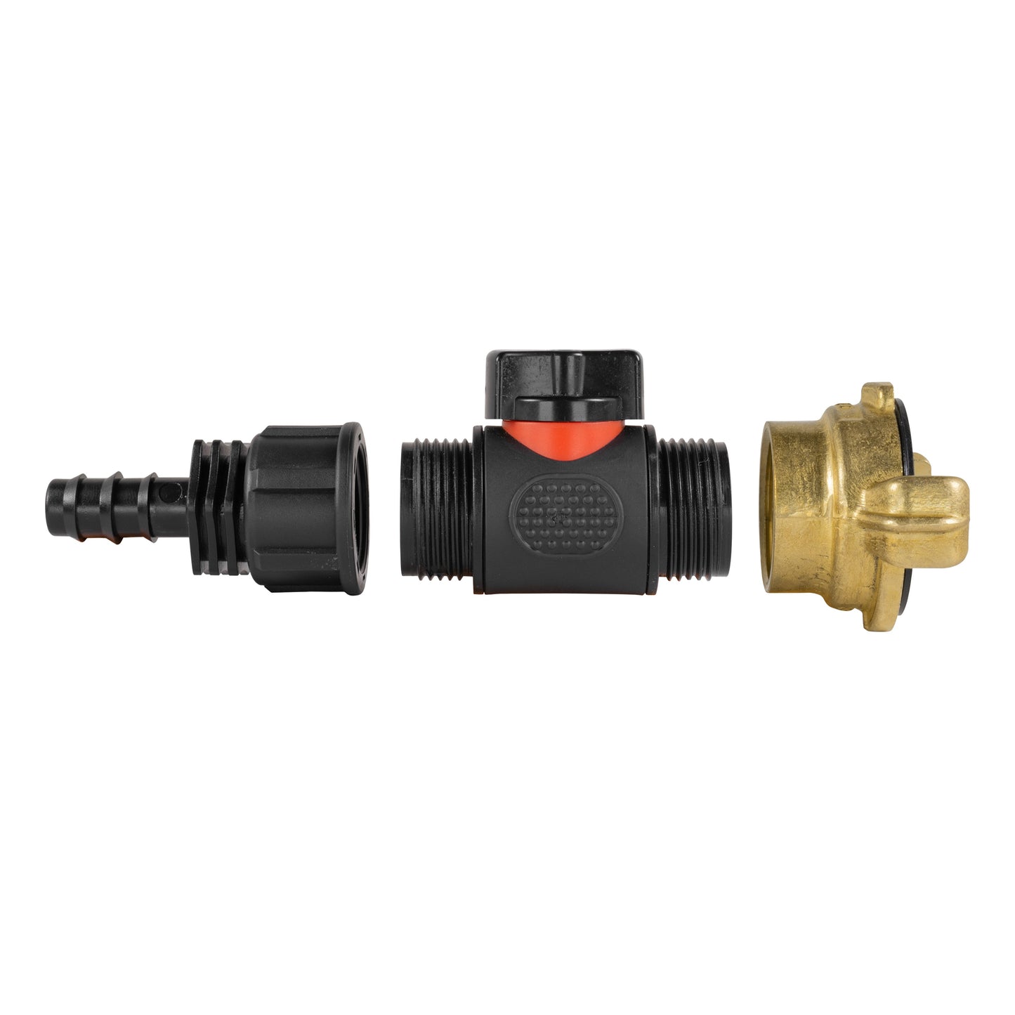 16mm Hose Barb Connector with In-Line BSPM Valve and Geka Style Coupling
