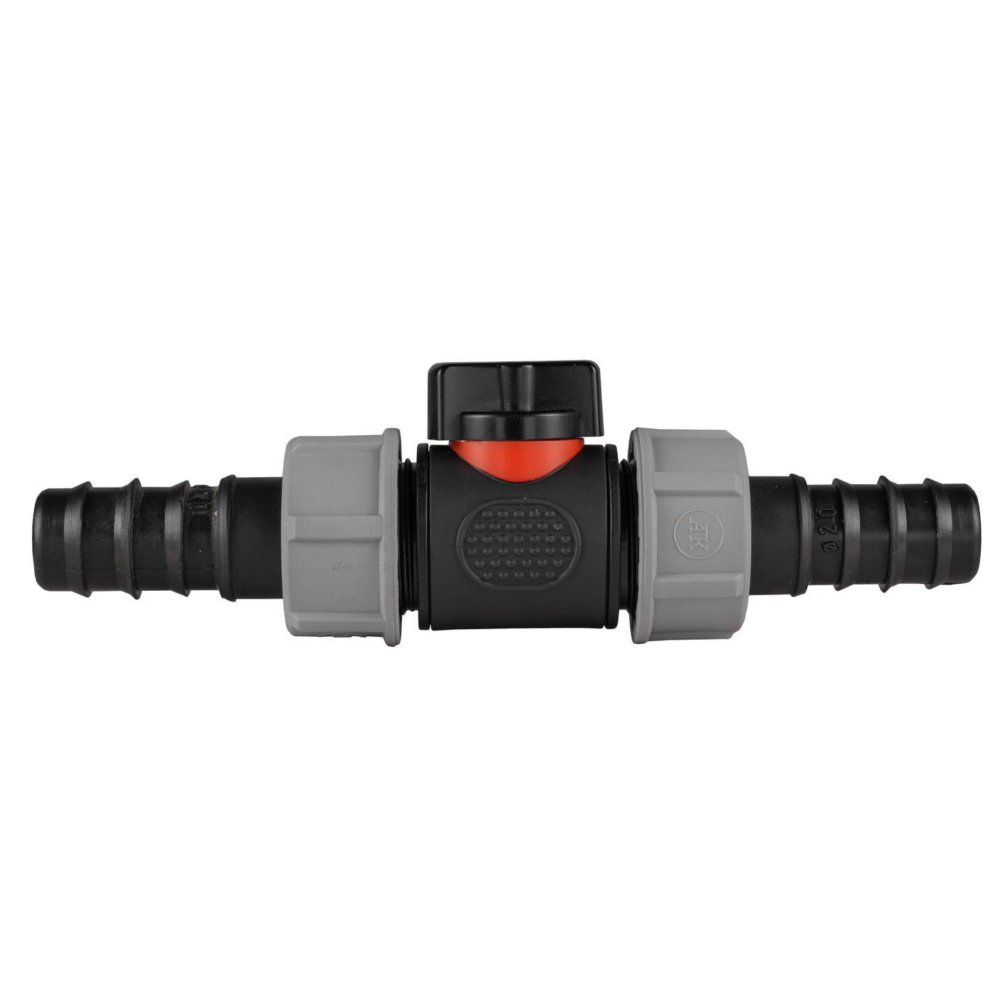 ¾" BSP Male In-Line Valve with Twin 20mm Hose Barb Connectors