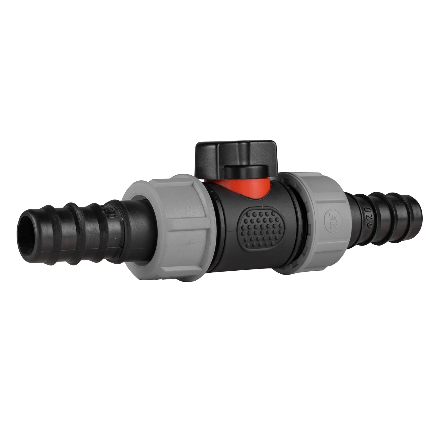 ¾" BSP Male In-Line Valve with Twin 20mm Hose Barb Connectors