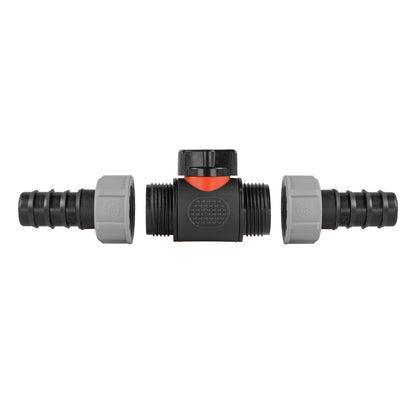 ¾" BSP Male In-Line Valve with Twin 20mm Hose Barb Connectors