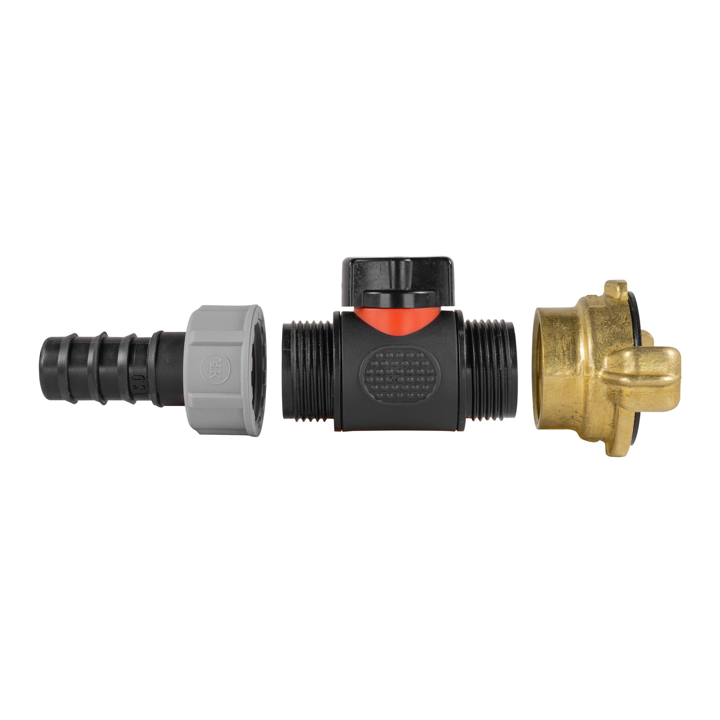 20mm Barbed Joiner with In-Line BSPM Valve and Geka-Style Coupling