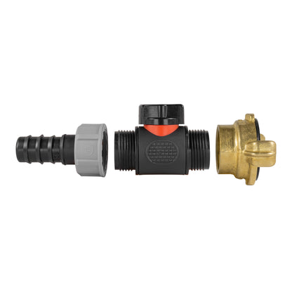 20mm Barbed Joiner with In-Line BSPM Valve and Geka-Style Coupling