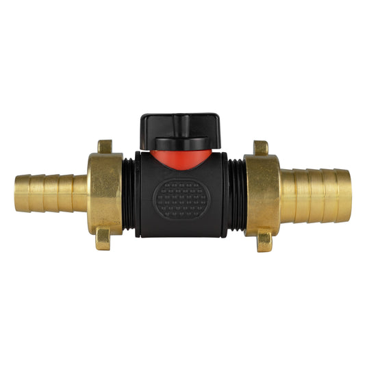 13mm x 19mm Brass Hose Barb Kit with ¾" BSPM In-Line Valve