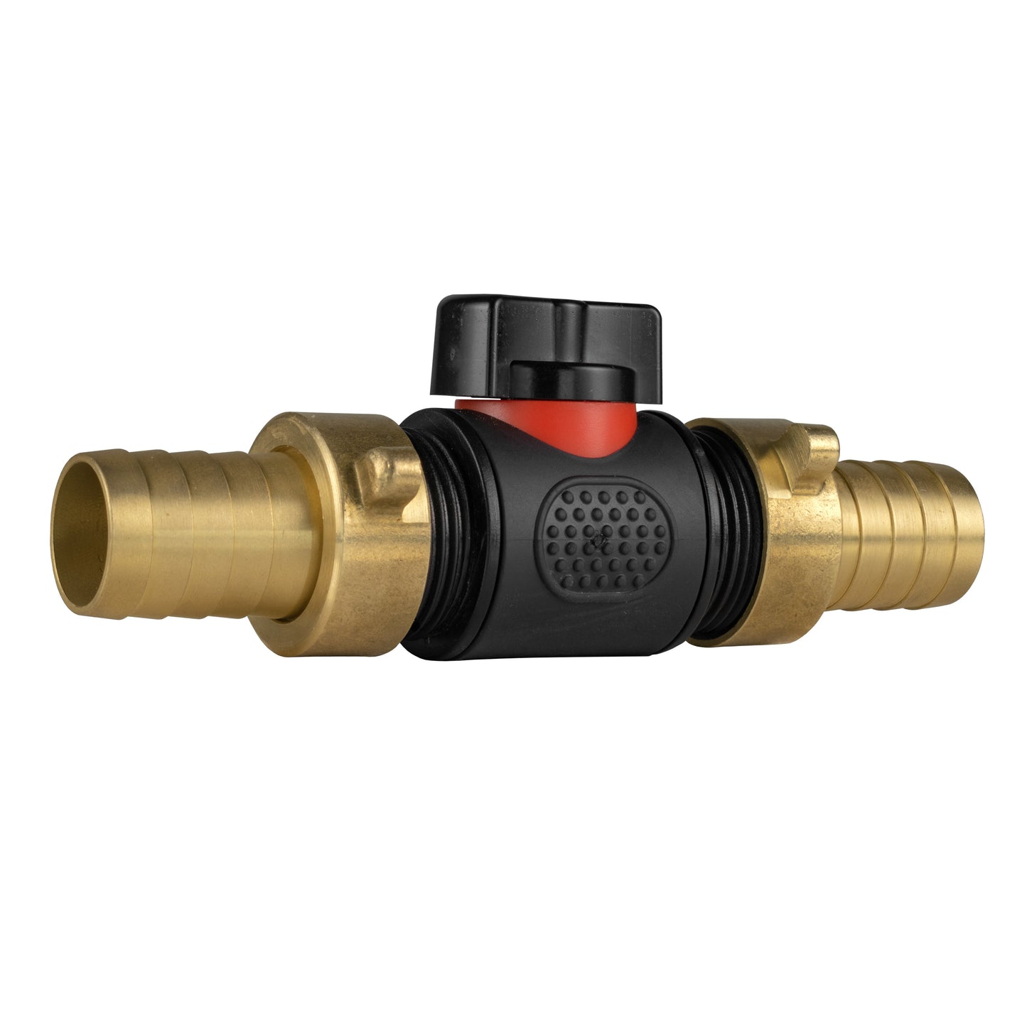 ¾" BSPM In-Line Valve with Dual 19mm Brass Hose Barb Fittings