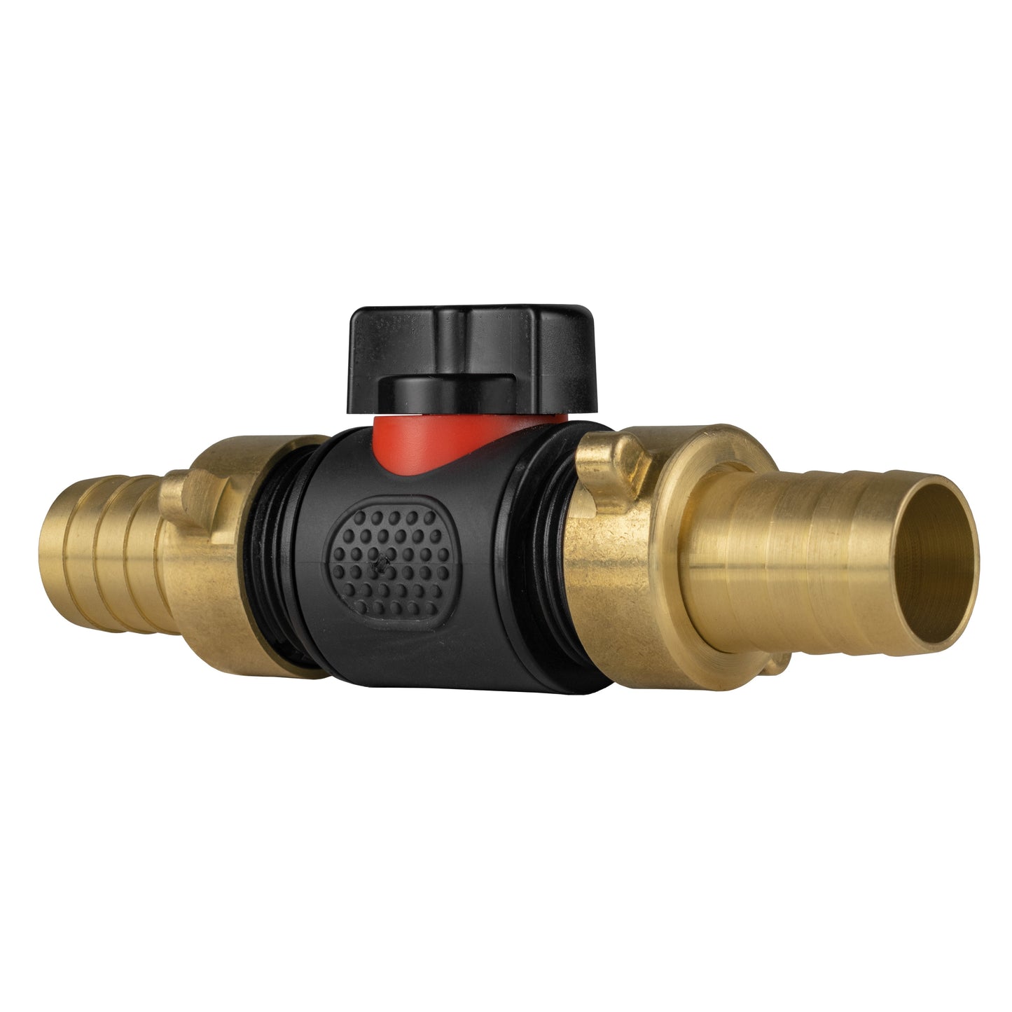¾" BSPM In-Line Valve with Dual 19mm Brass Hose Barb Fittings