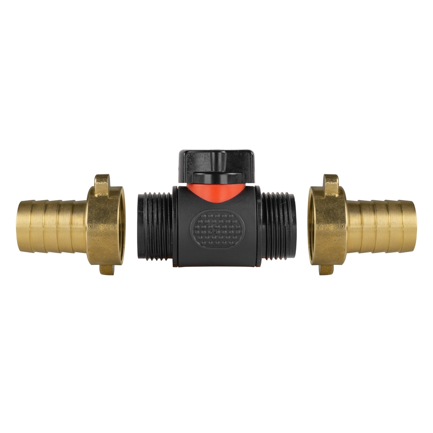 ¾" BSPM In-Line Valve with Dual 19mm Brass Hose Barb Fittings