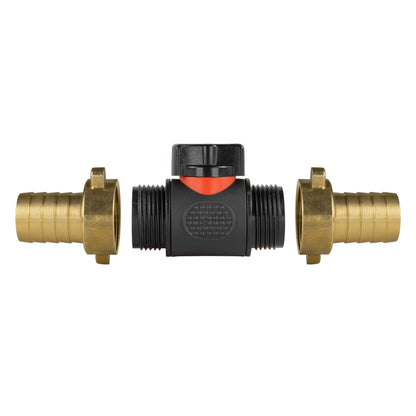 ¾" BSPM In-Line Valve with Dual 19mm Brass Hose Barb Fittings
