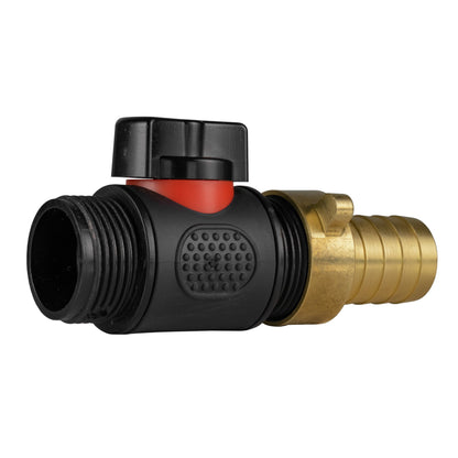 19mm Brass Hose Barb with ¾" BSPM In-Line Valve