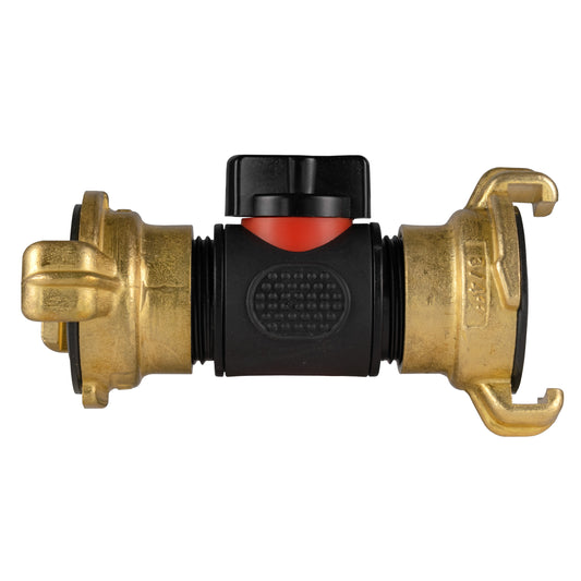 In-Line ¾" BSPM Valve with Dual Geka-Type Brass Couplings