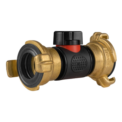 In-Line ¾" BSPM Valve with Dual Geka-Type Brass Couplings