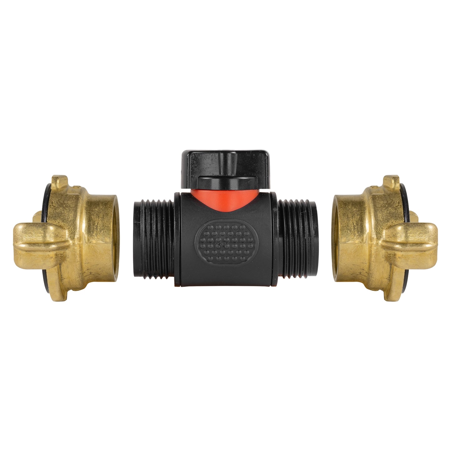 In-Line ¾" BSPM Valve with Dual Geka-Type Brass Couplings