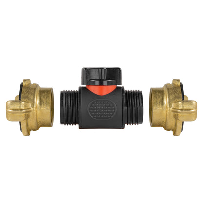 In-Line ¾" BSPM Valve with Dual Geka-Type Brass Couplings