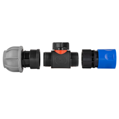 Blue Hose Connector with In-Line BSPM Valve and 20mm MDPE Straight Connector
