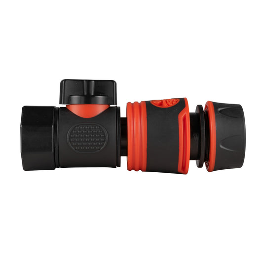Soft-Touch Black Hose Connector with 3/4" BSPF Quick Connect Valve