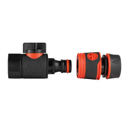 Soft-Touch Black Hose Connector with 3/4" BSPF Quick Connect Valve