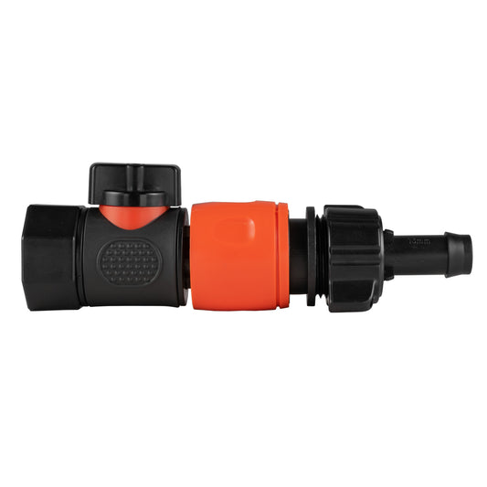 16mm Hose Barb Connector with 3/4" BSPF Quick-Connect Valve