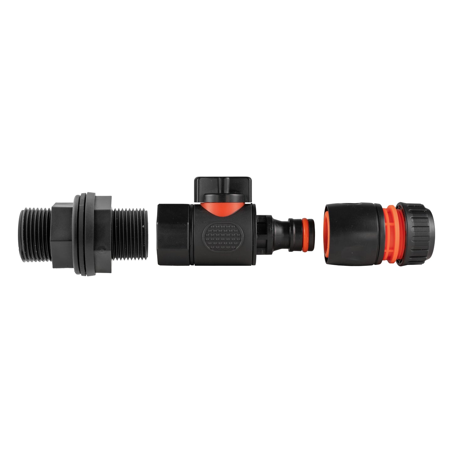 Water Butt Tank Fitting 3/4" BSP with Female Thread Quick-Connect Valve and Black Hose Connector