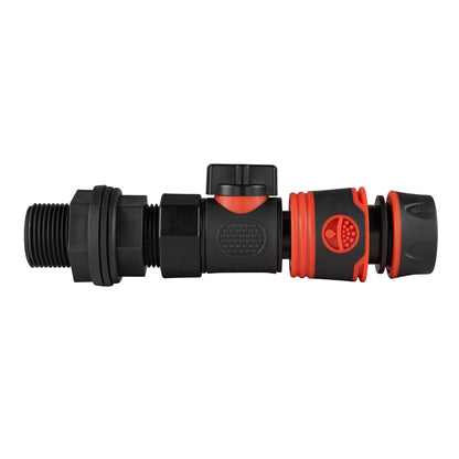 Black Soft Hose Connector with 3/4" BSP Water Butt Adapter and Quick Connect Valve